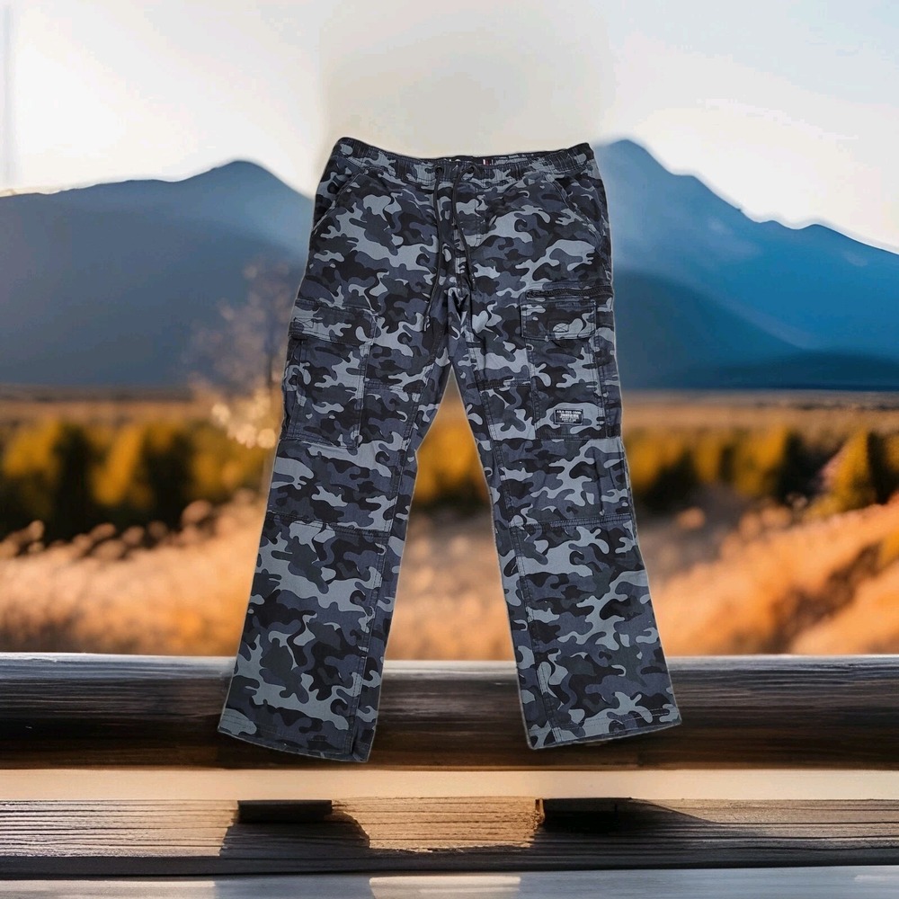 Akademiks Pants Womens 34x26 Cropped Camo Cargo Stretch‎ Y2K Military Streetwear